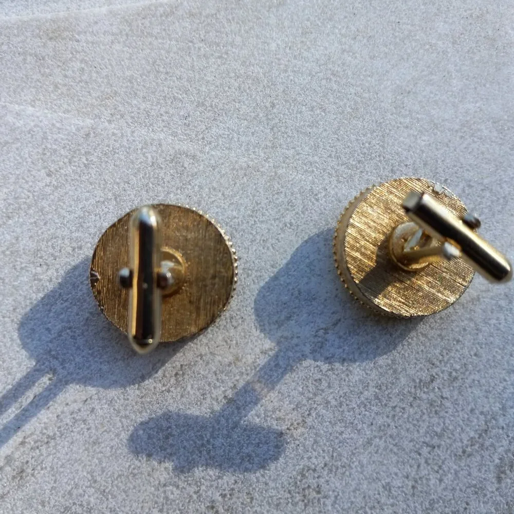 1960s MCM Swarovski Rivoli Crystal Gold Cufflinks Mad Men Style